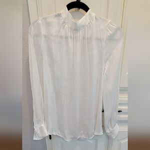 H&M Silk Feel High Neck Blouse with Button Details Size 14